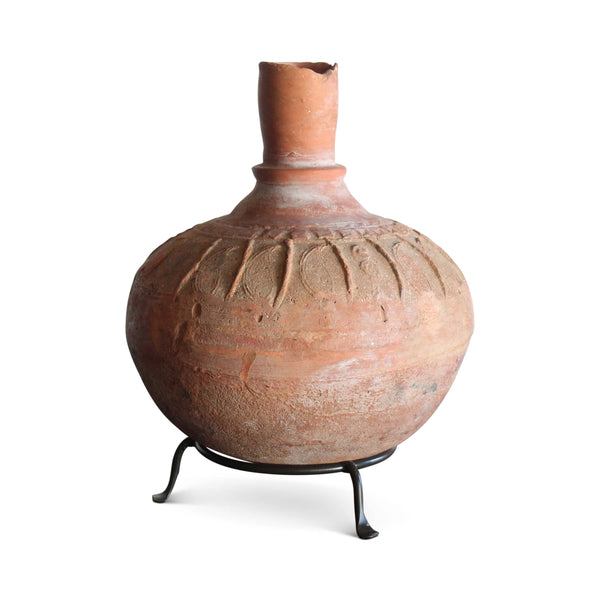 Terra-Cotta Vase on Iron Stand, India, 18th Century