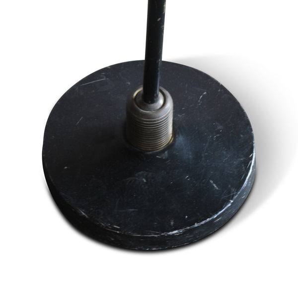 Vintage floor lamp base with ribbed metal mounting on black round plate