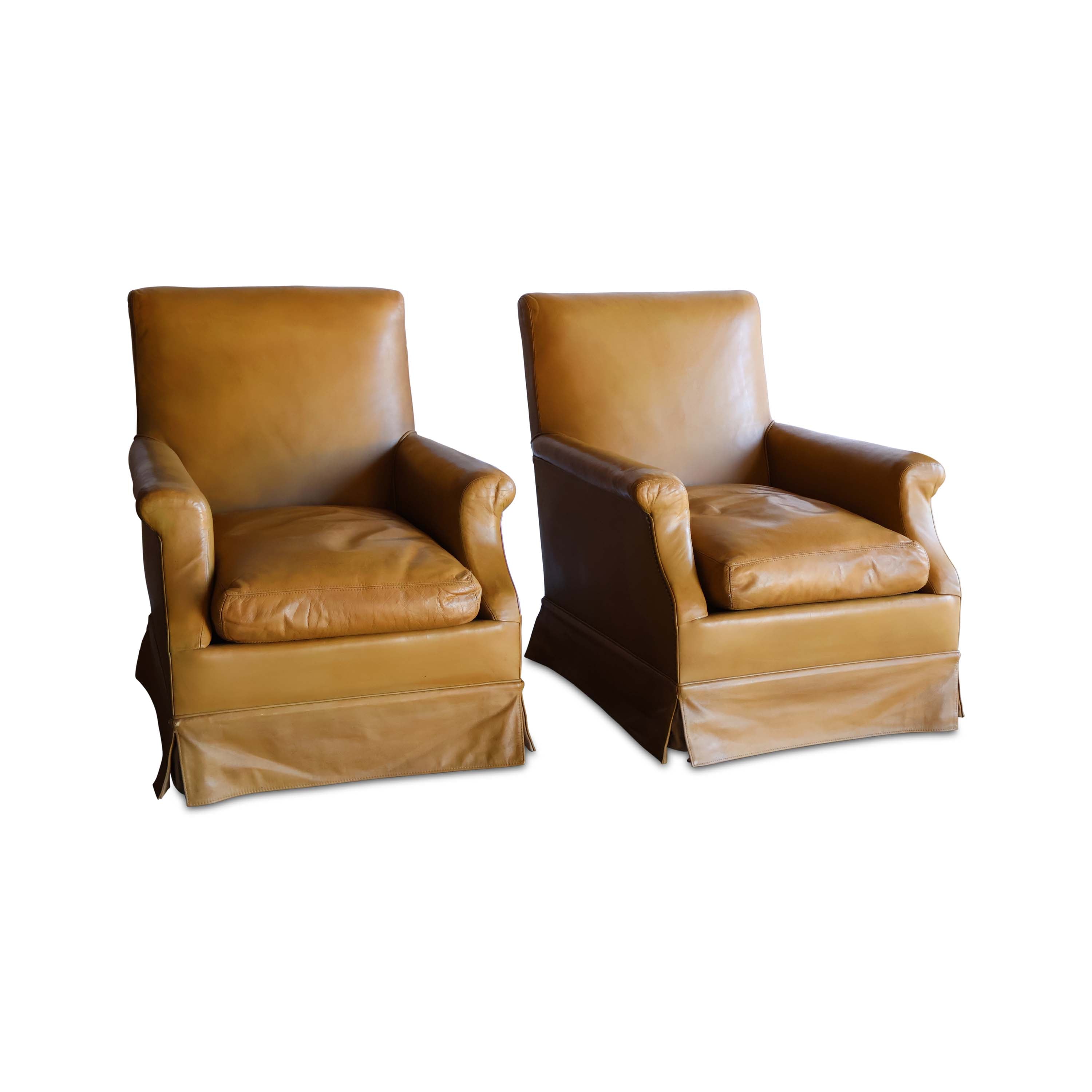 Pair of Early 20th Century Leather Armchairs