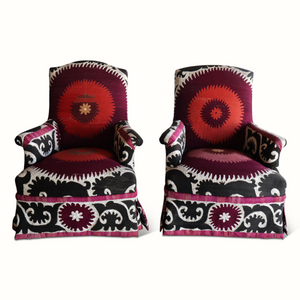 Pair of Suzani Upholstered Napoleon III Chairs