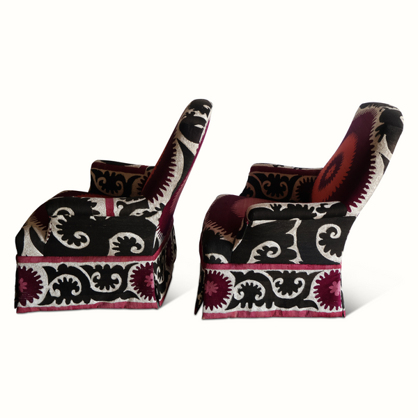 Pair of Suzani Upholstered Napoleon III Chairs