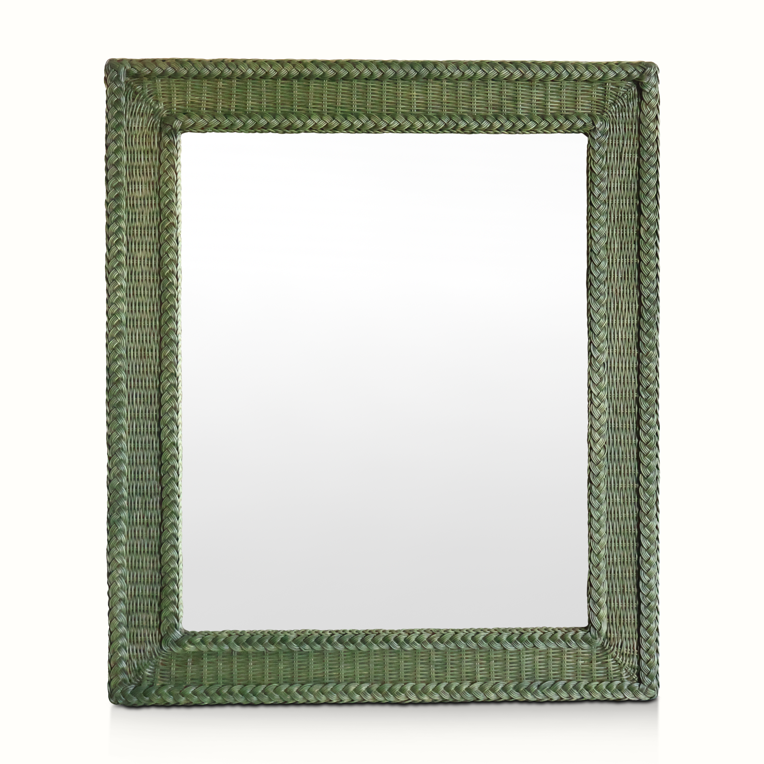 Green Rectangular Wicker Mirror