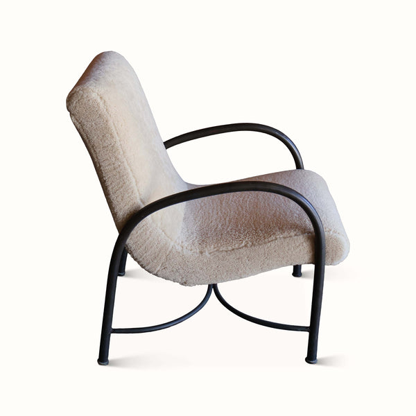 Bronze and Sheepskin Armchair by Robert Lewis