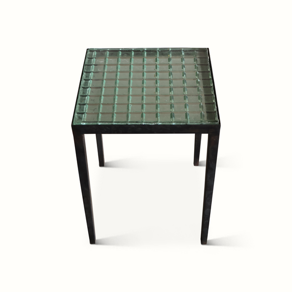 Vintage Iron and Molded Glass Side Table by Saint Gobain