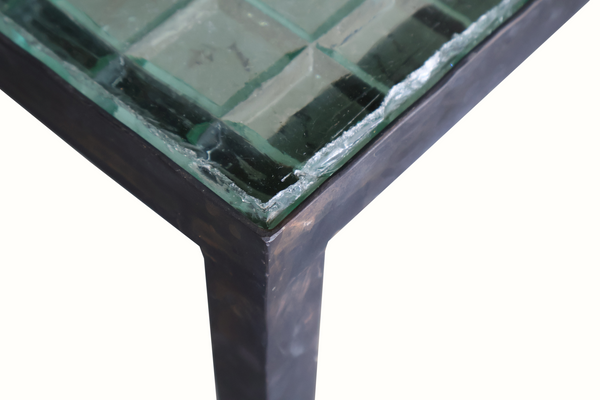 Vintage Iron and Molded Glass Side Table by Saint Gobain