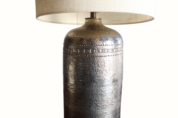 Silver Glazed Ceramic Lamp by Bitossi