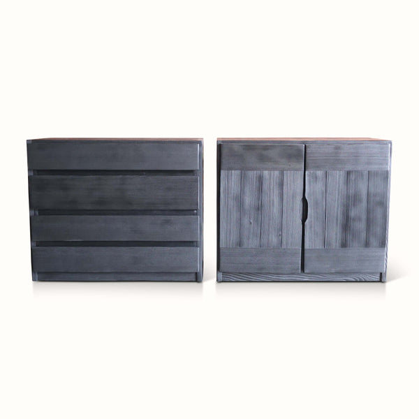 Vintage Pair of Pine Cabinets by Maison Regain