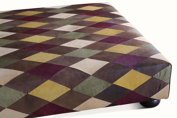Diamond Patchwork Leather Ottoman