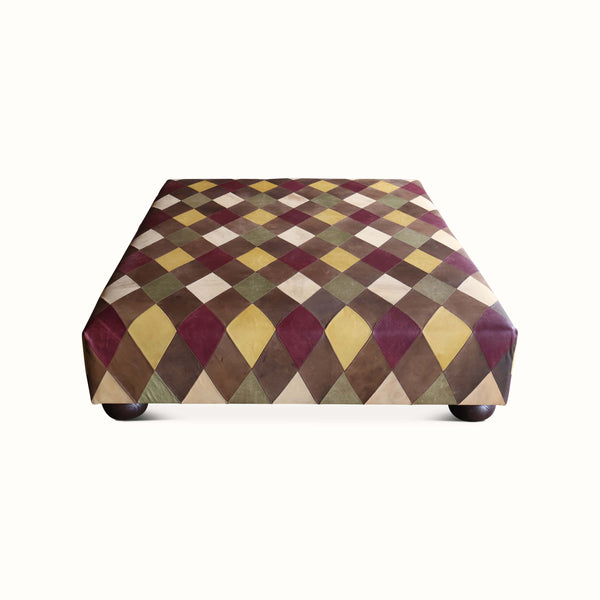 Diamond Patchwork Leather Ottoman