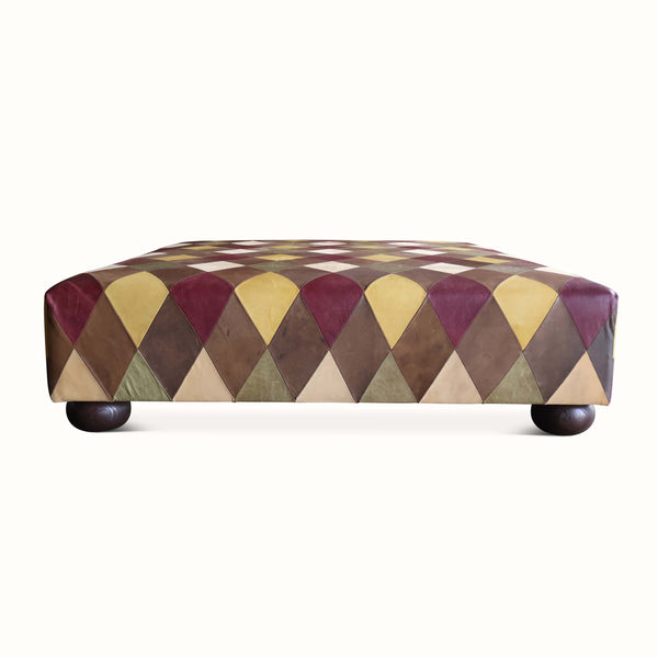Diamond Patchwork Leather Ottoman
