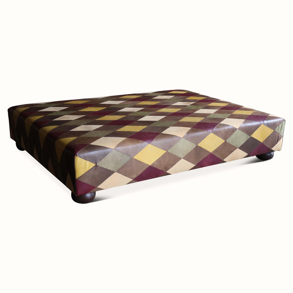 Diamond Patchwork Leather Ottoman