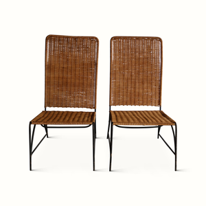 Pair of Iron and Wicker Chairs