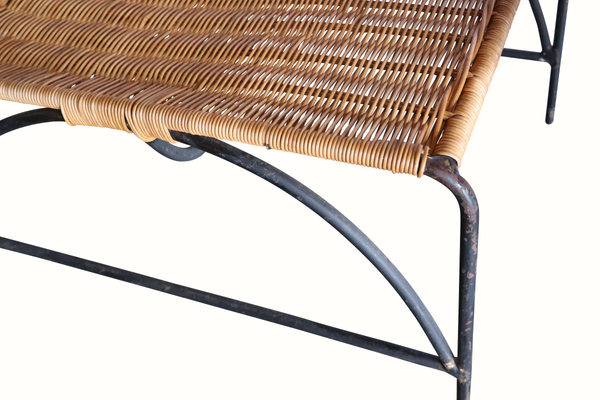 Pair of Iron and Wicker Chairs