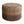 Round upholstered ottoman with vintage Moroccan rug pattern, beige base and red/blue accents.
