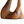 Olive wood lamp detail of carved warm-brown base with oval cutout window