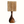 Olive wood table lamp with beige pleated shade and rounded warm-brown sculpted base