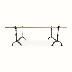 Wrought Iron and Limestone Table