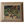 Antique garden oil painting in distressed wood frame, garden path with flowers and archway