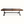 Coffee table front view with oak top, inset slate panel, and forged iron X-bar legs.