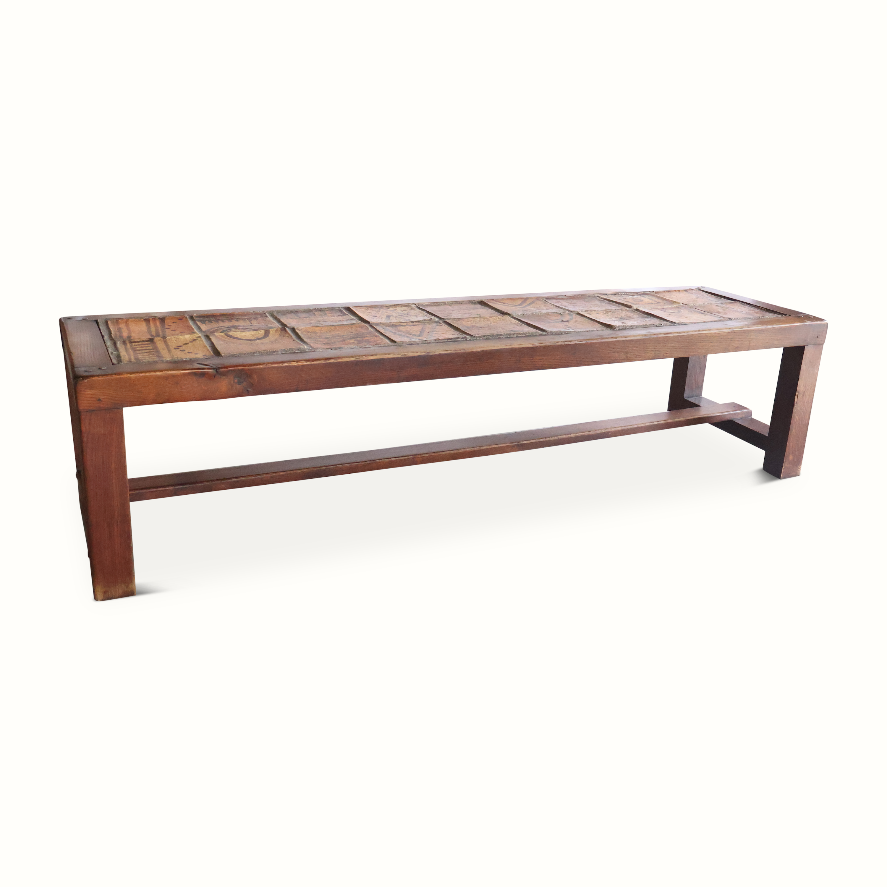 Oak & Ceramic Tile Bench