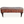 Tufted ottoman side view with rustic wood frame and patterned upholstery