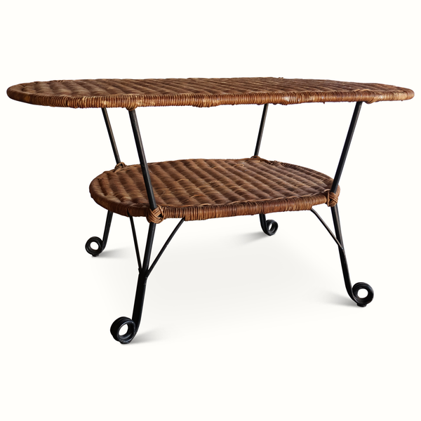 Wicker and Iron Coffee Table