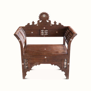 Antique Syrian Carved and Inlaid Bench