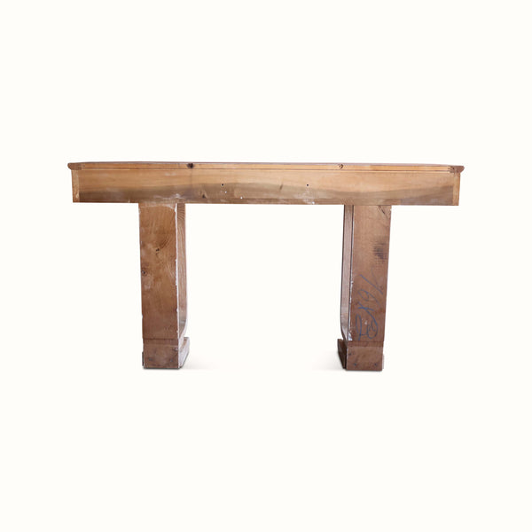 Cerused oak console table with rectangular apron and block-style legs in light wood