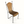 Wicker chair with dark iron frame, arched back and woven seat with curved edge