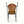 Wicker chair with dark iron frame, tall arched back and woven seat
