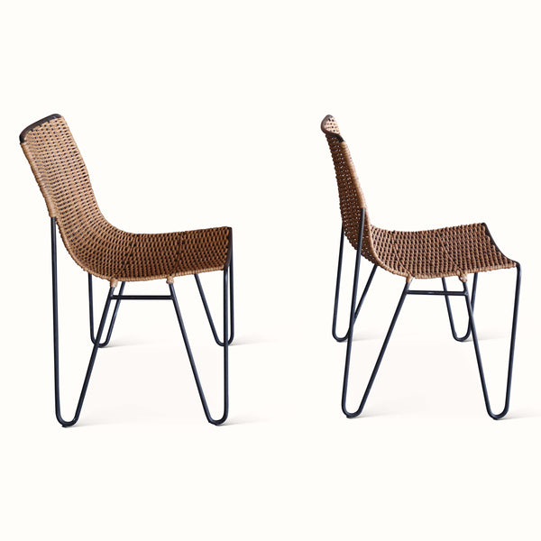 Pair of Wicker and Iron Side Chairs