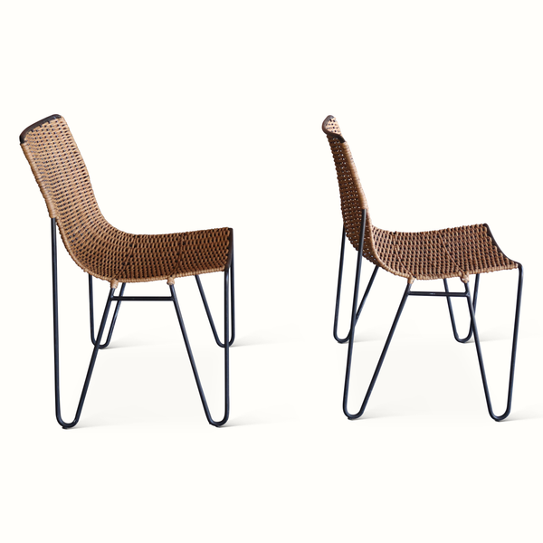 Pair of Wicker and Iron Side Chairs