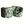 Loveseat sofa with green fig-leaf print fabric, rounded corner shape and short legs