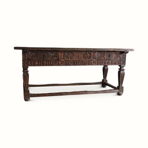 17th-Century Carved Oak Library Table