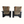 Pair of beige reclining armchairs with tan straps and dark wood frames