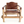 Safari armchair with brown leather back and seat, stitched panels, and light wood frame