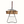 Wicker mirrored top tray table with black iron legs and dark red leather handle, front view