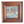 Scenic landscape pottery tile in dark wood frame, textured pastel sky, hills and water