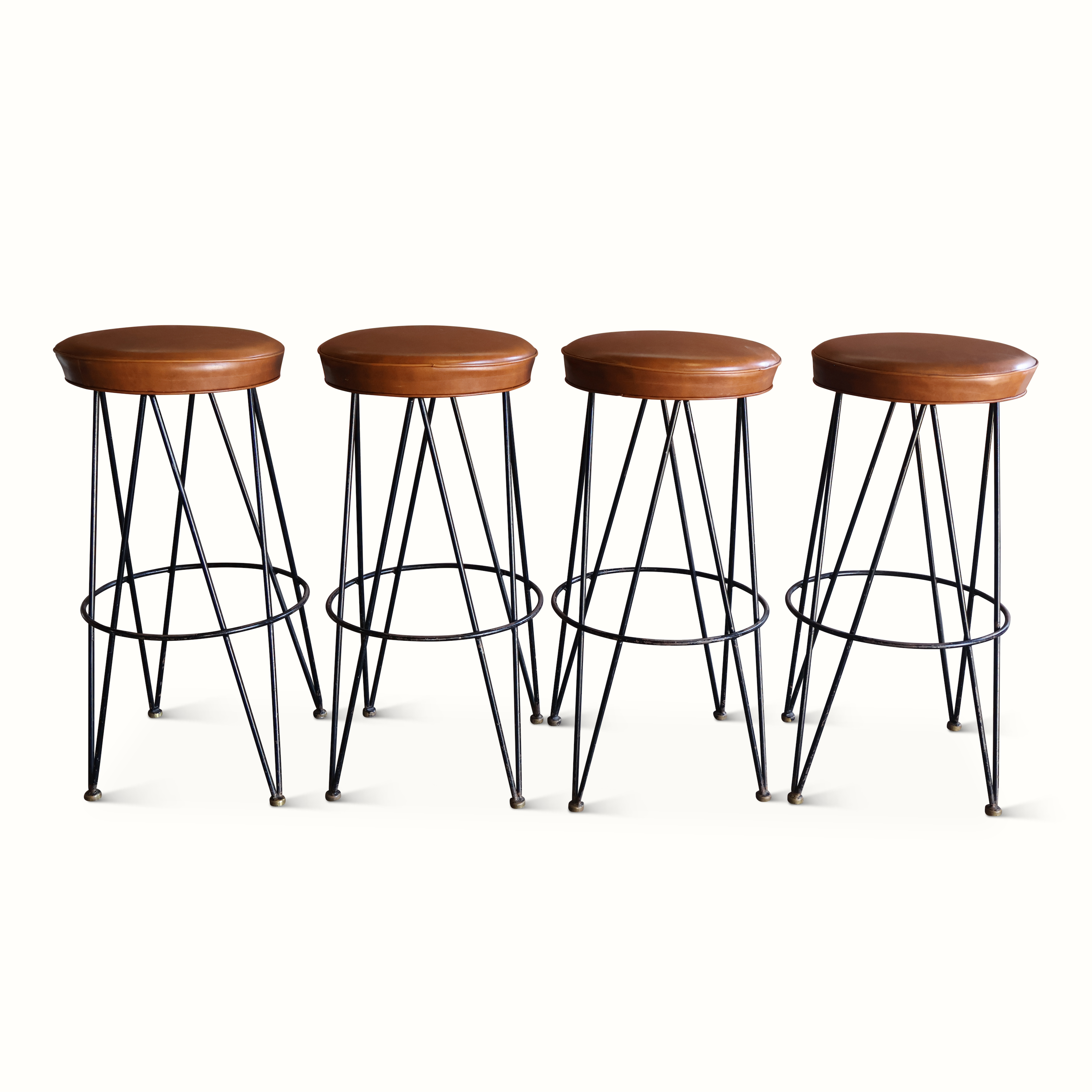 Set of Four 1950s Iron Barstools