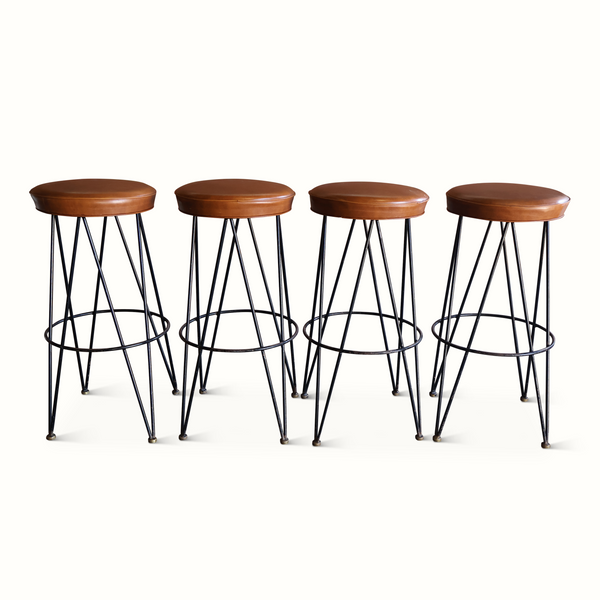 Set of Four 1950s Iron Barstools