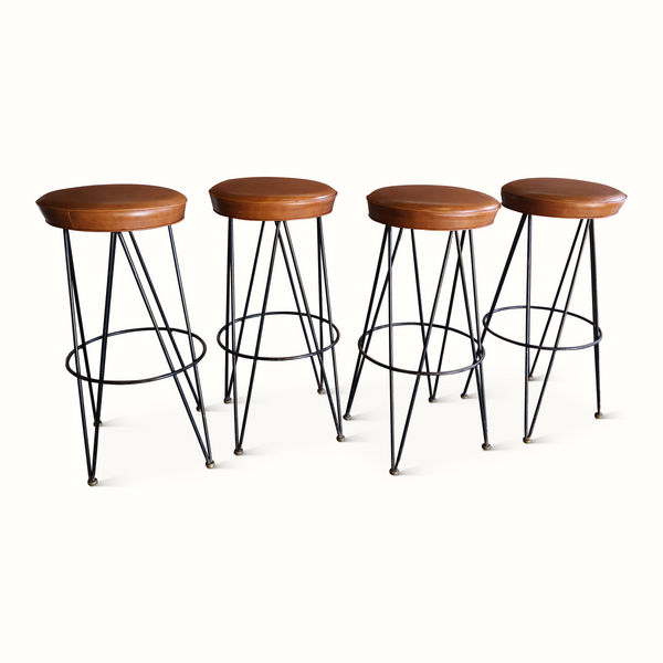 Set of Four 1950s Iron Barstools