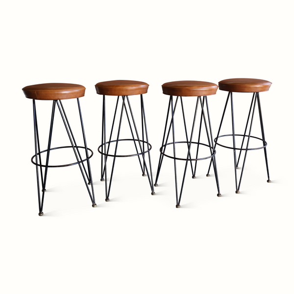 Set of Four 1950s Iron Barstools