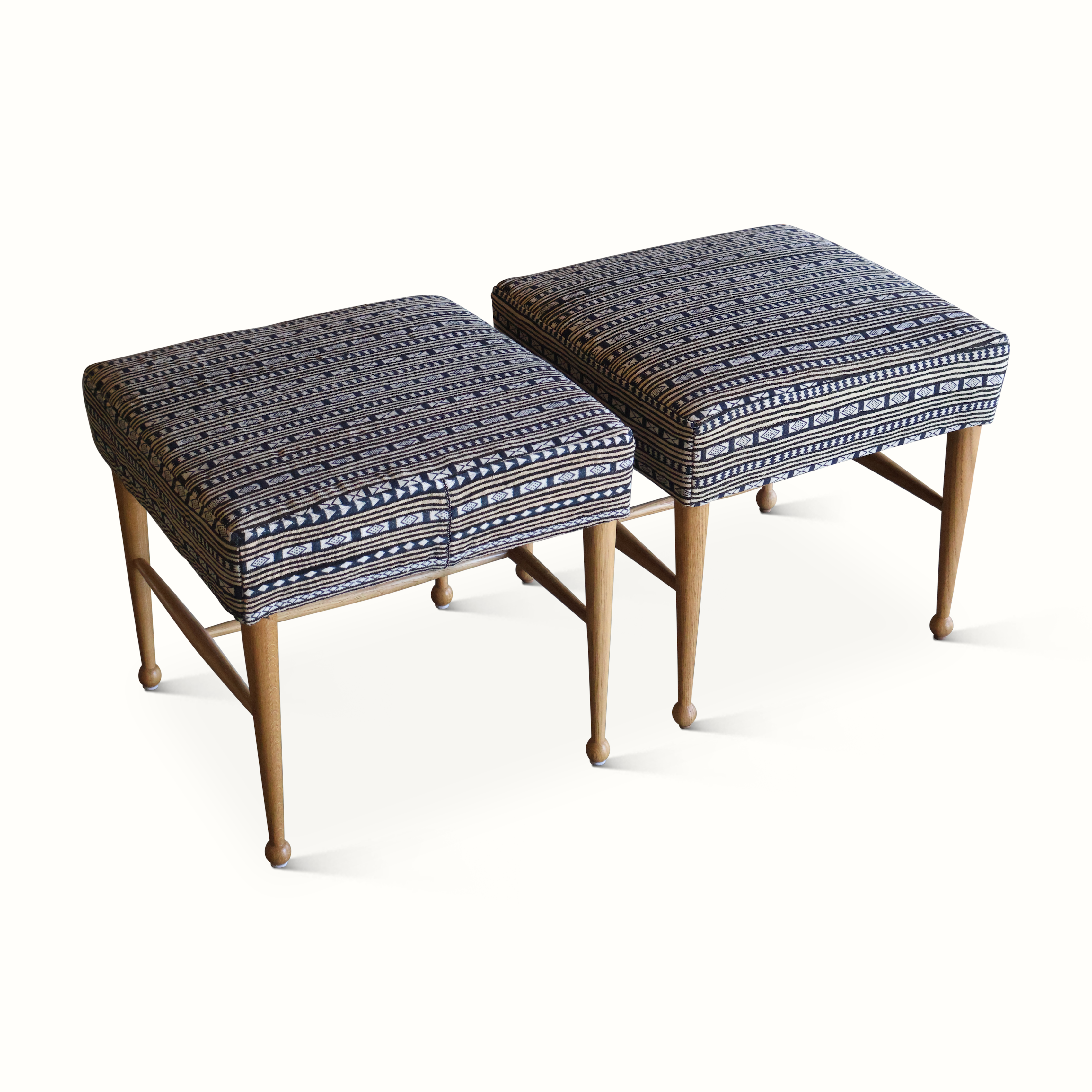Pair of Madison Stools in a Vintage Moroccan Wool Fabric