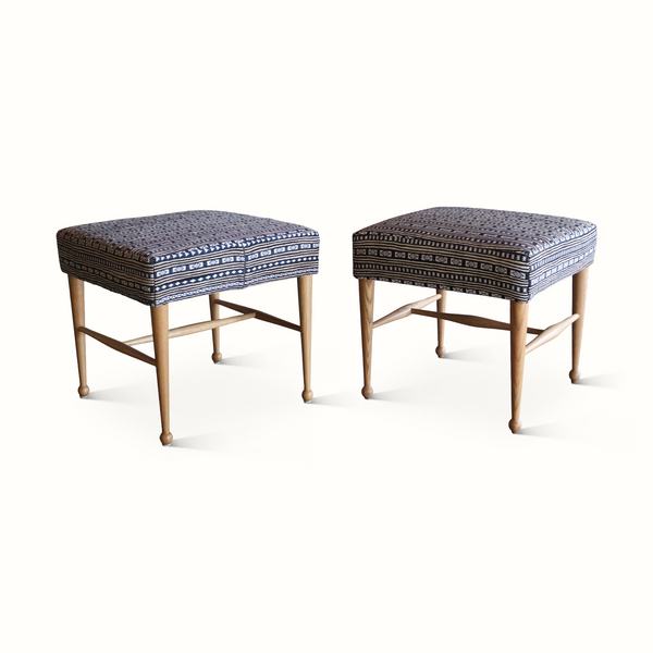 Pair of Madison Stools in a Vintage Moroccan Wool Fabric