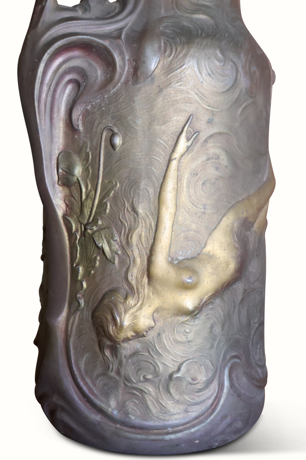 Pair of Art Nouveau Brass Vase Table Lamps
