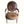 Front view of a round-back armchair with dark leather-look seat and back panel