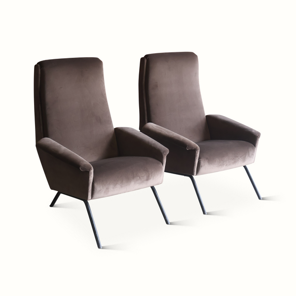 Pair of Velvet Italian Armchairs