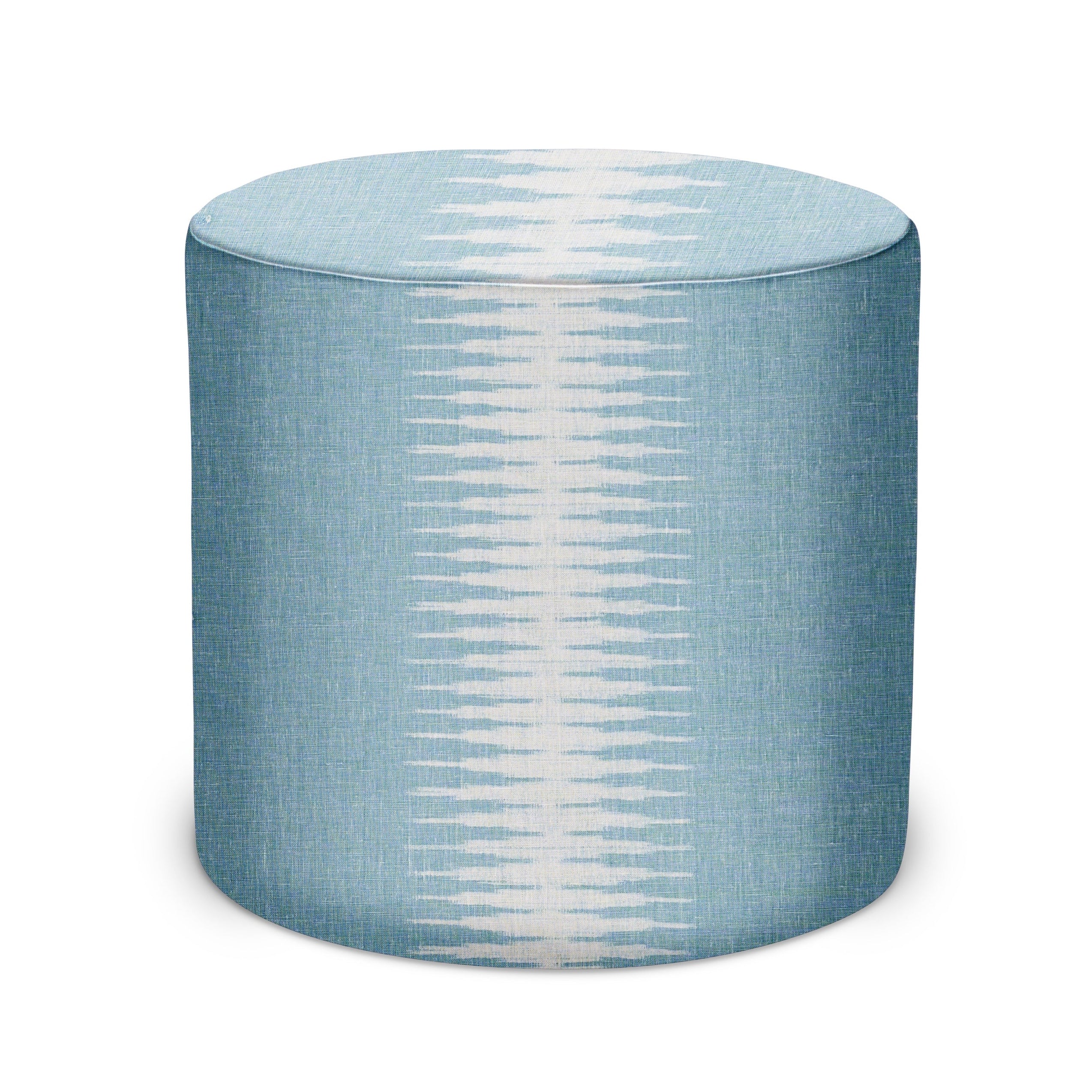 Indoor Pouf in Peter Dunham Textiles Ikat in Ocean