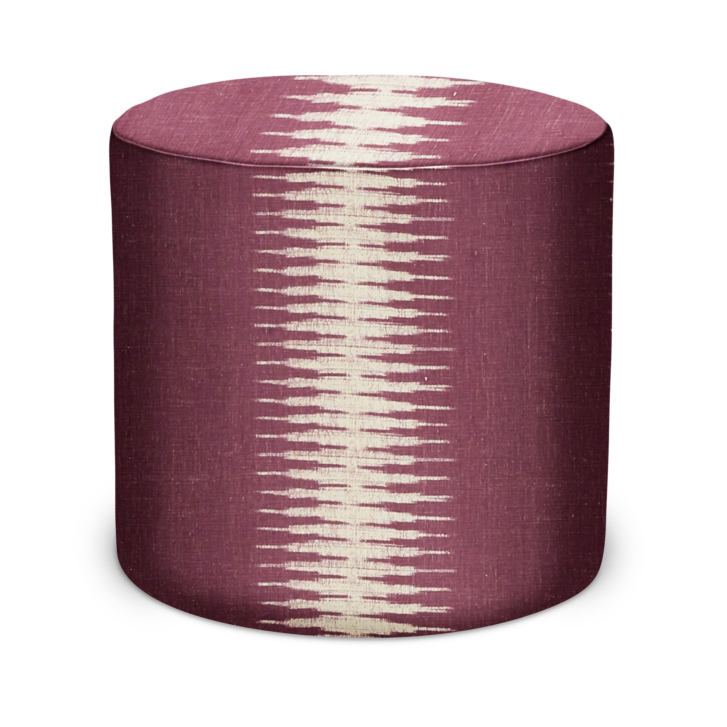 Indoor Pouf in Peter Dunham Textiles Ikat in Pasha