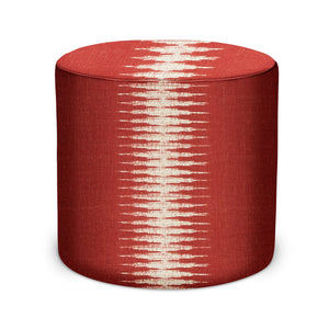 Indoor Pouf in Peter Dunham Textiles Ikat in Pomegranate